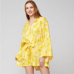 Free People Yellow & White Floral The Only Romper Sz Extra Small (0/2)